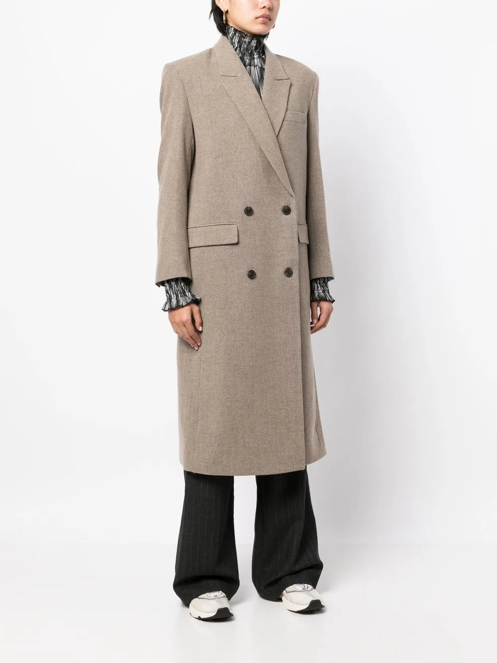  Low Classic Double-breasted Wool Coat - Brown 
