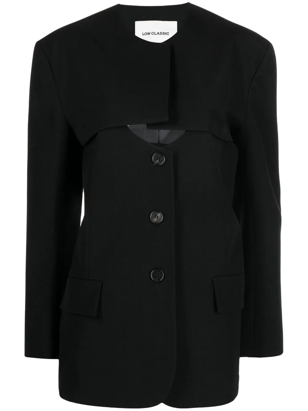 

Low Classic cut-out buttoned fitted jacket - Black