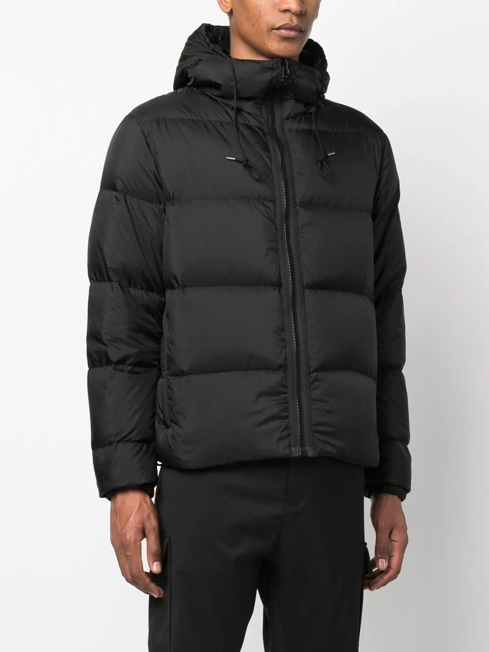 Ten C Mid-layered Hooded Down Jacket In Black
