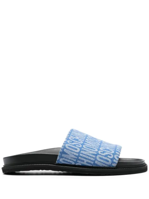 Moschino Slide com logo jacquard e salto 30mm