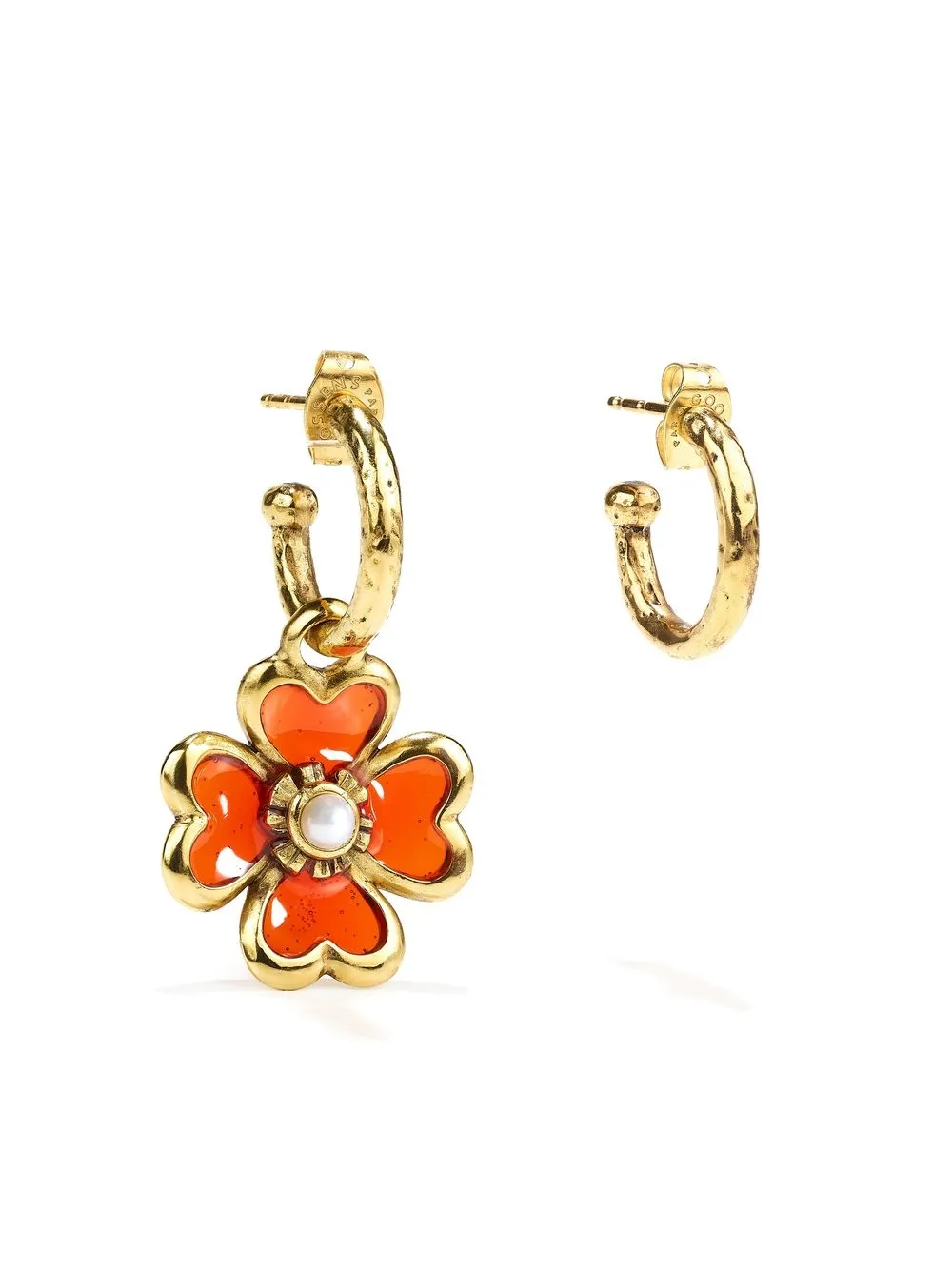 

Goossens Talisman four-leaf clover earring - Orange