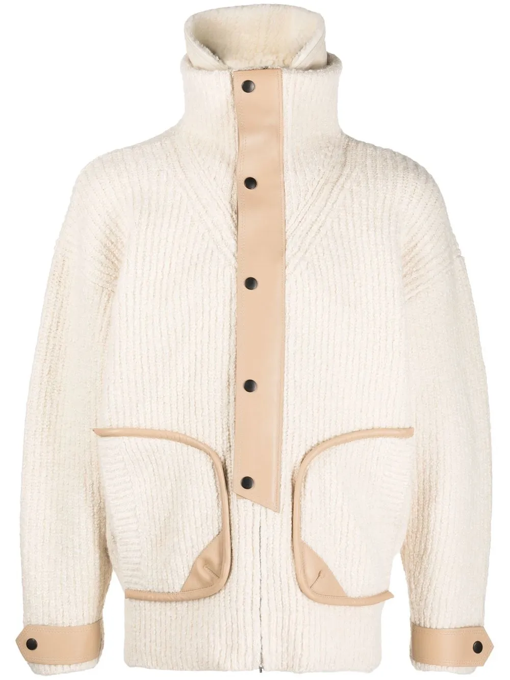 

Isabel Marant funnel neck ribbed knitted jacket - Neutrals