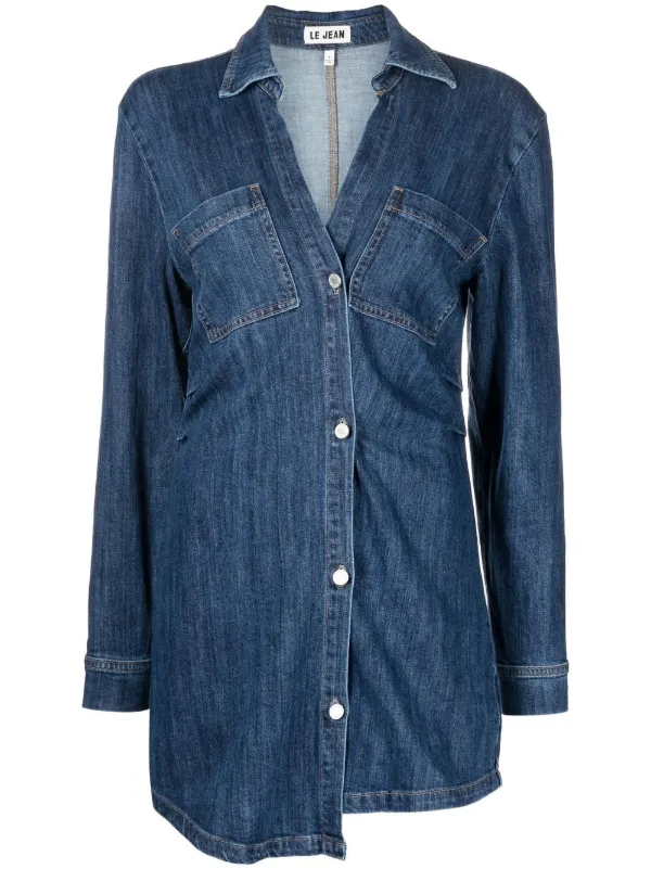 white christmas dresses Le Lis Button Down Denim Mini Dress – Raised By The South main image 1