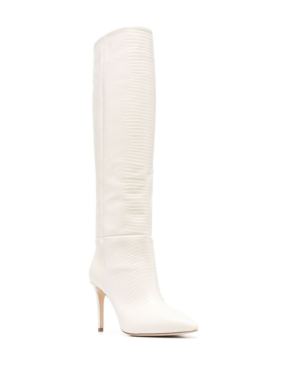 Shop Paris Texas 90mm Snakeskin-effect Knee-length Boots In Neutrals