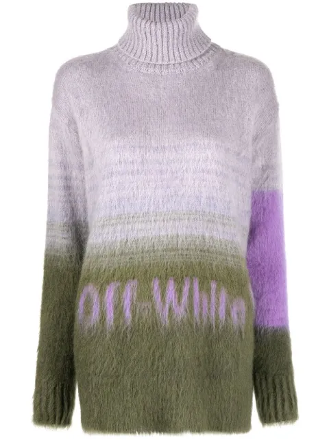 Off-White intarsia-knit logo roll-neck jumper