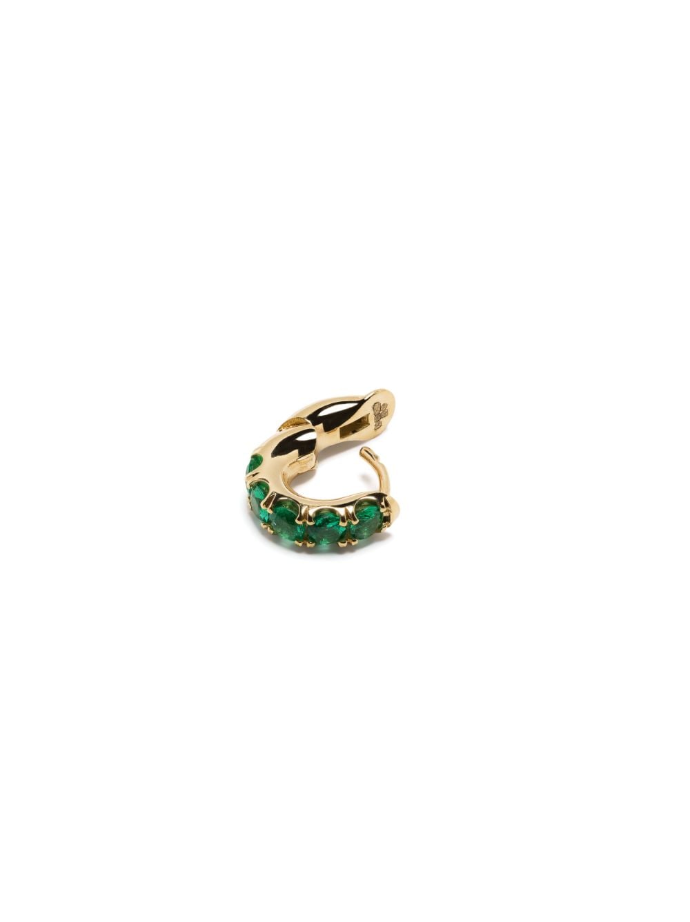 Shop Spinelli Kilcollin 18kt Yellow Gold Mini Macro Emerald Single Hoop Earring In Green