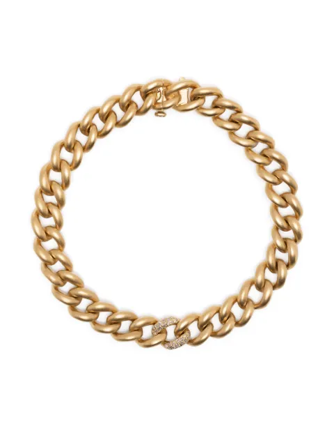 SHAY 18kt yellow gold Single Pavé matte chain bracelet
