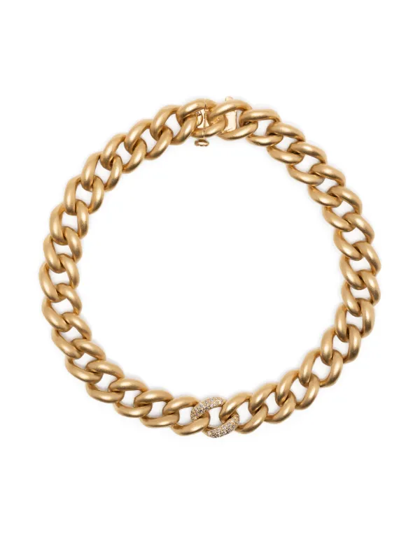 Shay 18K Yellow Gold Single Pavé Matte Chain Bracelet