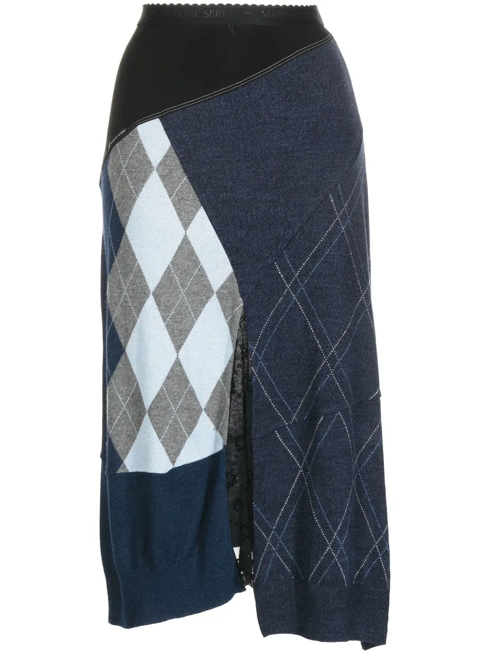 

Marine Serre asymmetric argyle skirt - Blue