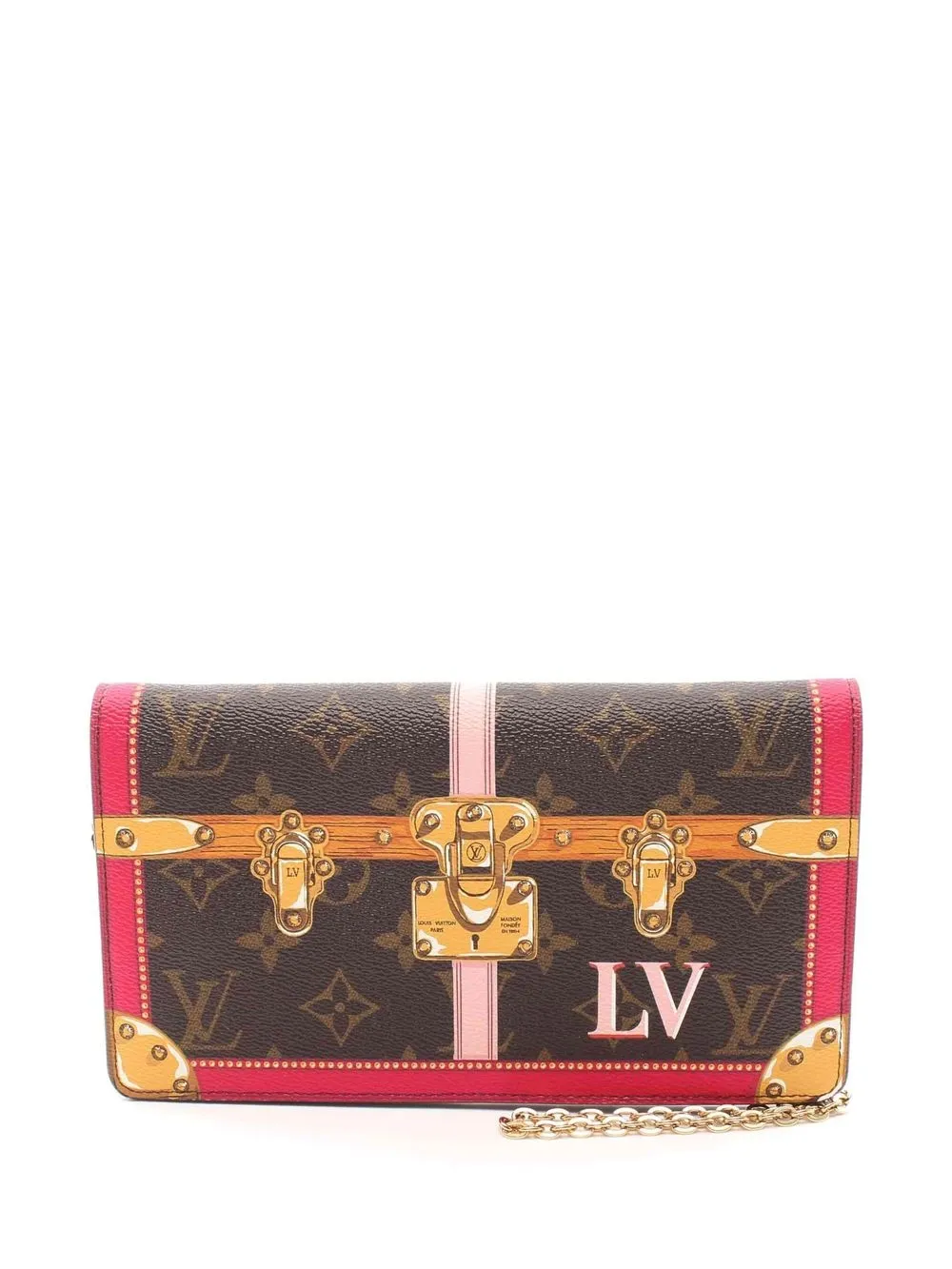 

Louis Vuitton 2018 pre-owned monogram trunk print Weekend clutch - Brown