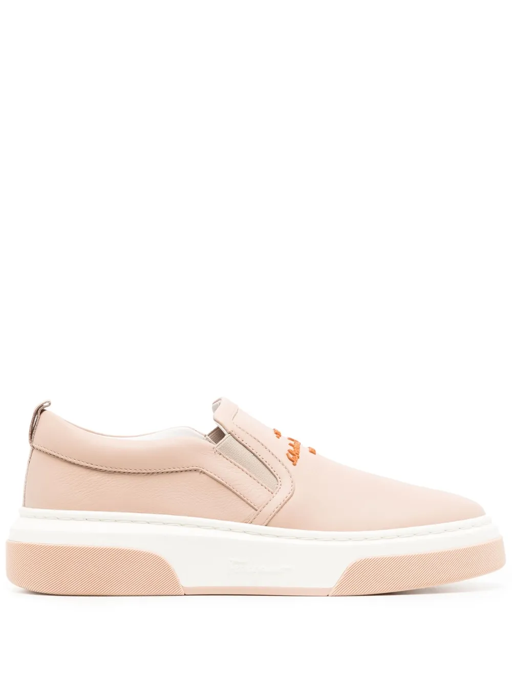 Ferragamo Embossed-logo Slip-on Sneakers In Pink