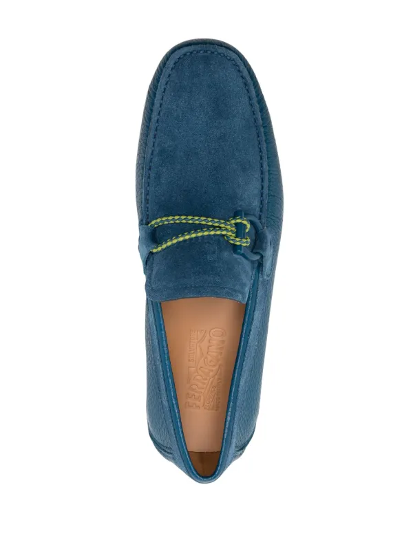 Ferragamo blue sale suede loafers