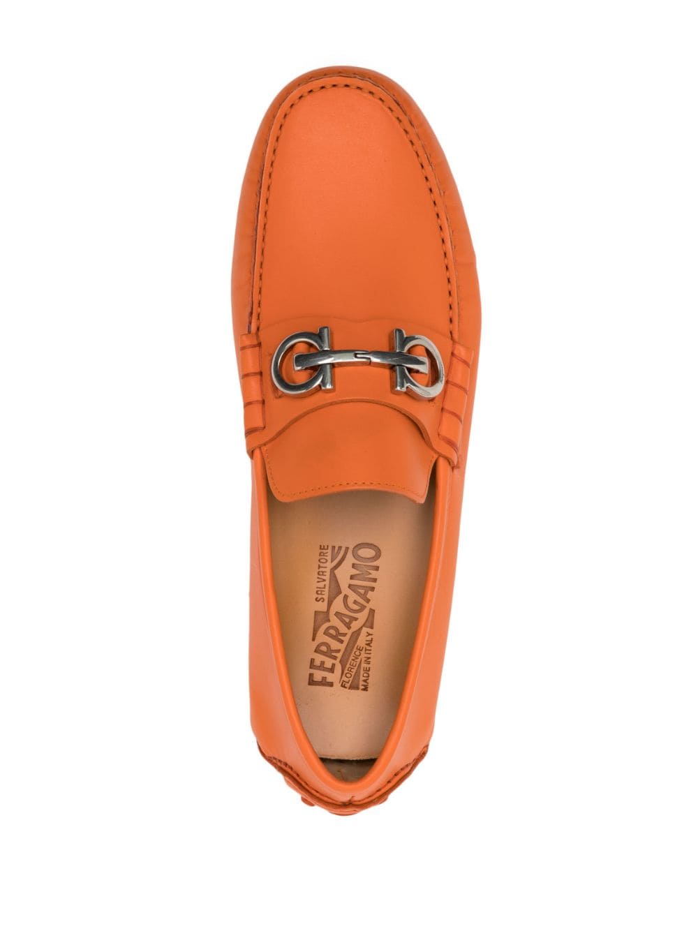 Shop Ferragamo Grazioso Leather Monk Shoes In Orange