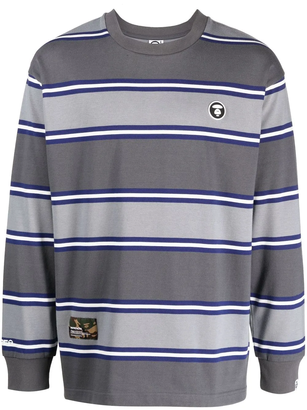 Aape By A Bathing Ape Striped Long-sleeve T-shirt In Grey | ModeSens