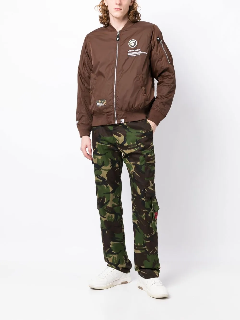 AAPE BY *A BATHING APE® Bomberjack met logopatch - Bruin