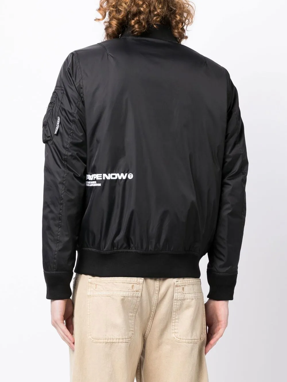 Shop Aape By A Bathing Ape Logo-patch Bomber-jacket In Black