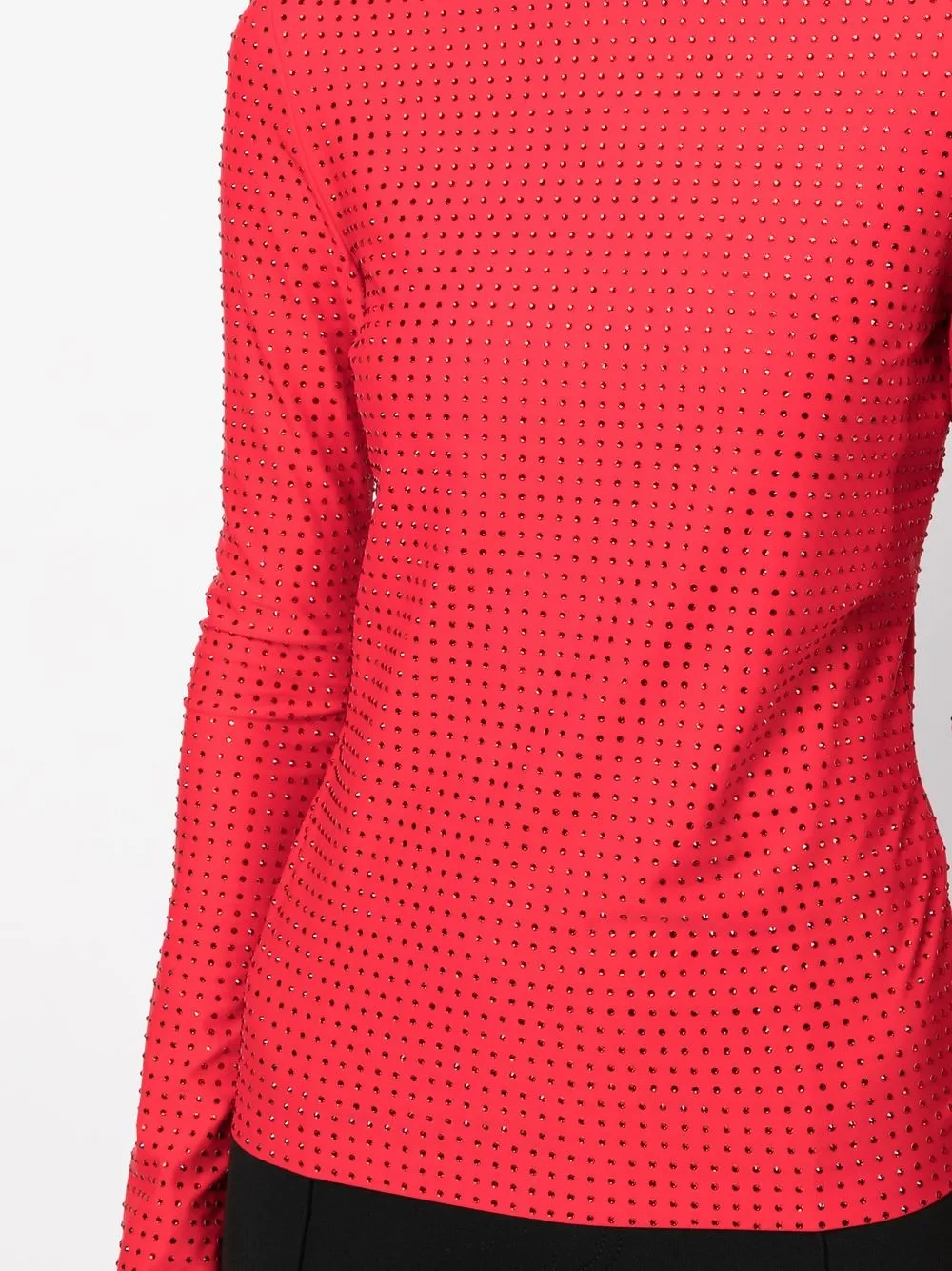 Ferragamo Rhinestone-embellished Long-sleeved Top In Red