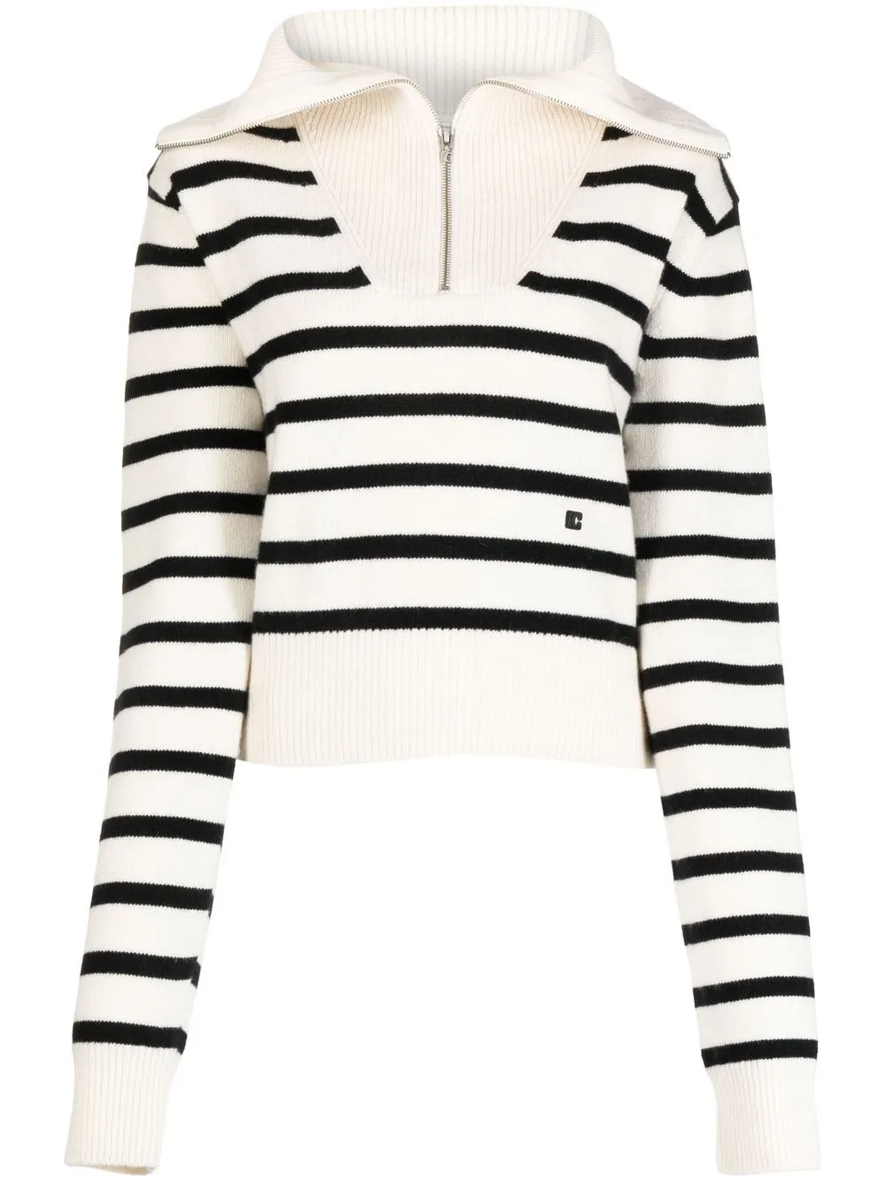 

Low Classic striped half-zip jumper - White