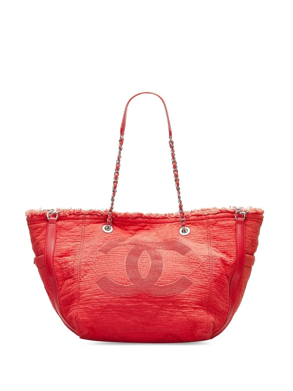 

CHANEL Pre-Owned tote con capitonado de rombos y logo bordado - Rojo