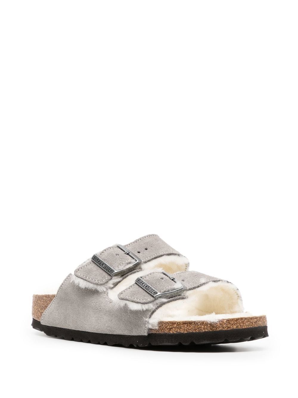 Shop Birkenstock Arizona Shearling Sandals In Grey