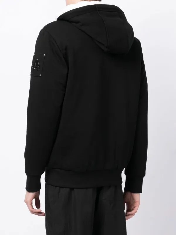 Moose Knuckles logo-plaque zip-up Hooded Jacket | Black | FARFETCH