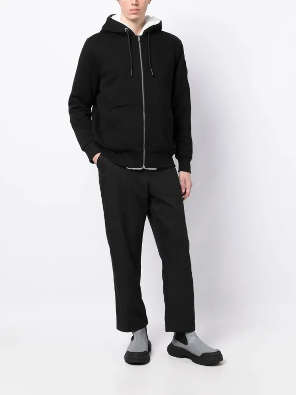 Moose Knuckles logo-plaque zip-up Hooded Jacket | Black | FARFETCH