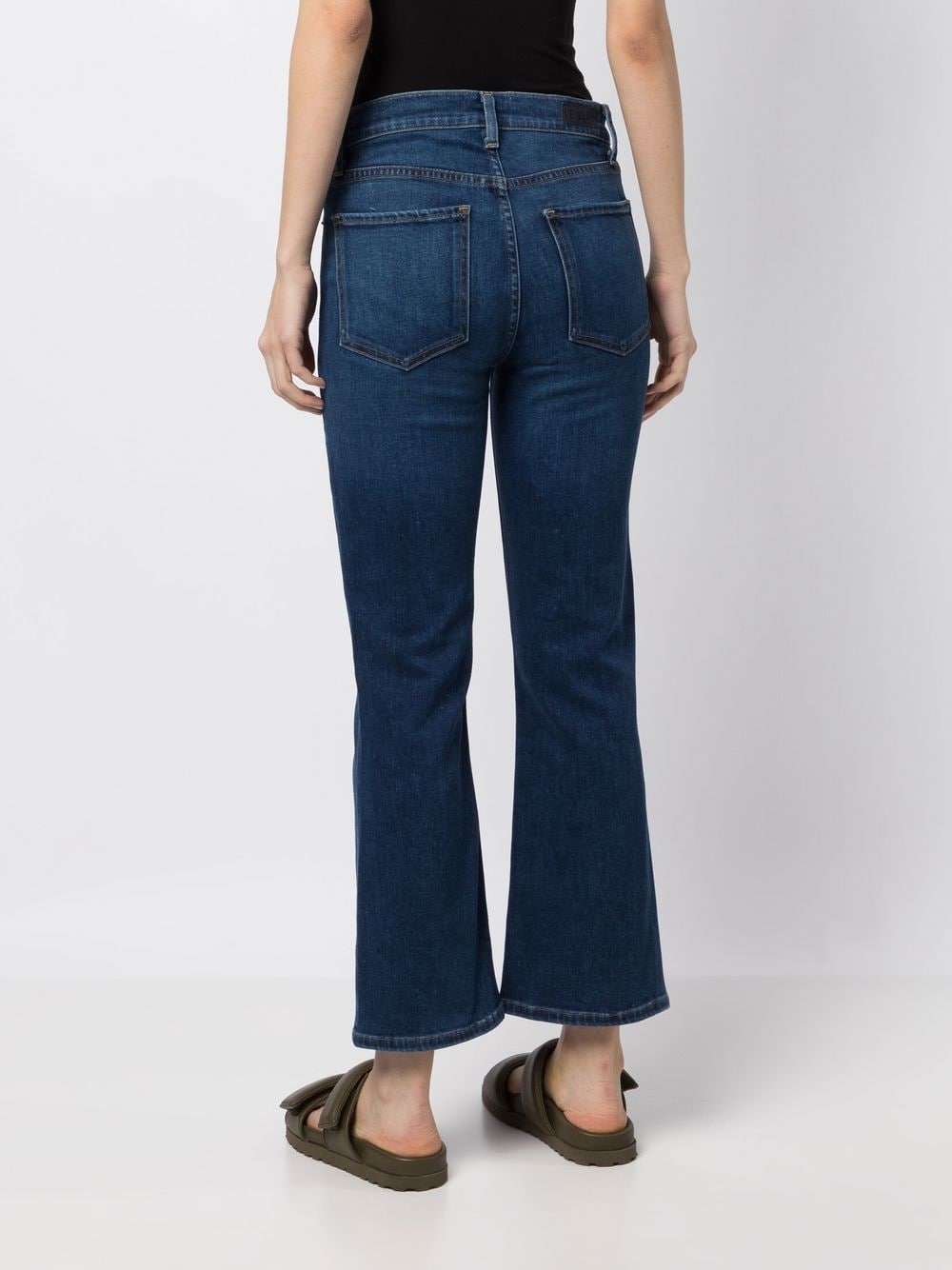 Shop Le Jean Flared Cropped-leg Trousers In Blue