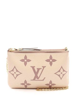 Brand New Louis Vuitton Double Zip Pochette In Pink Monogram Empreinte  Leather