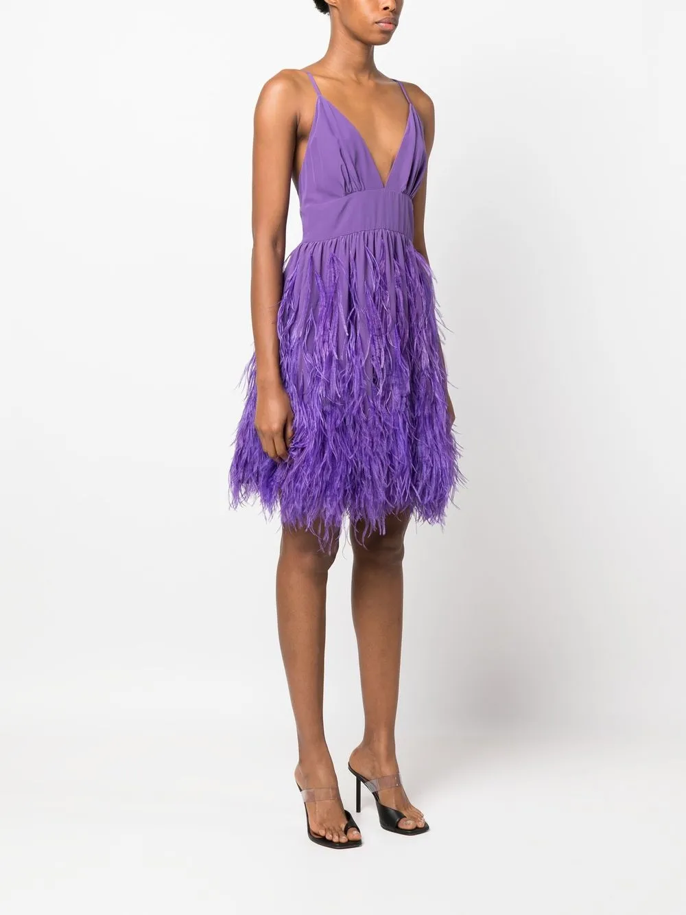 

AMOTEA Margherita feather-trim midi dress - Purple