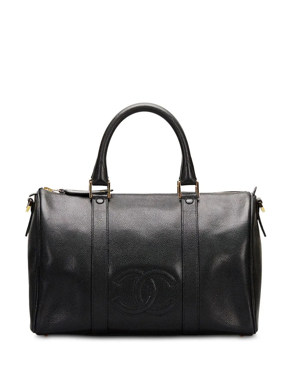 

CHANEL Pre-Owned logo stitch Boston handbag - Black