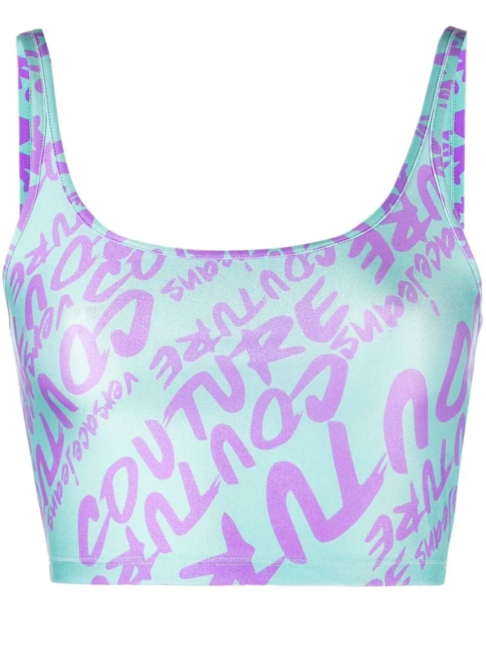 

Versace Jeans Couture top corto con logo estampado - Verde