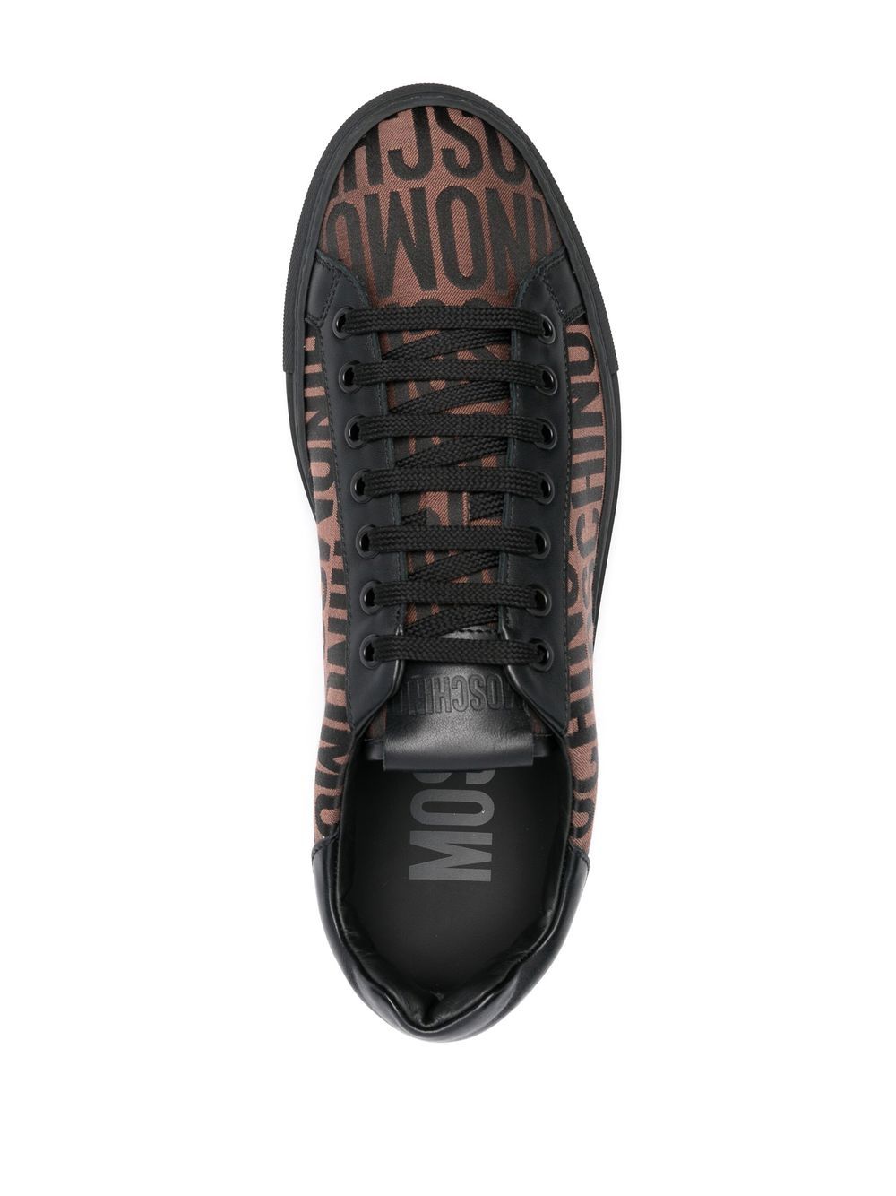 Shop Moschino Logo-jacquard Low-top Sneakers In Brown