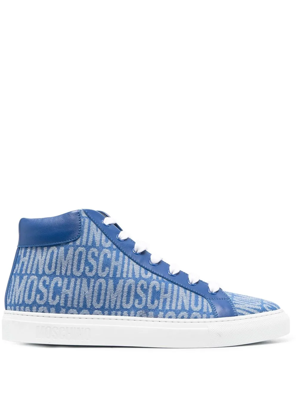 

Moschino logo-jacquard high-top sneakers - Blue