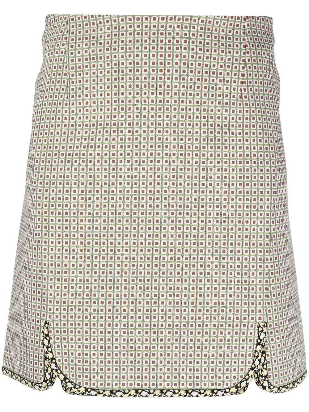 

Christian Dior 2010s pre-owned geometric print trimmed skirt - Green