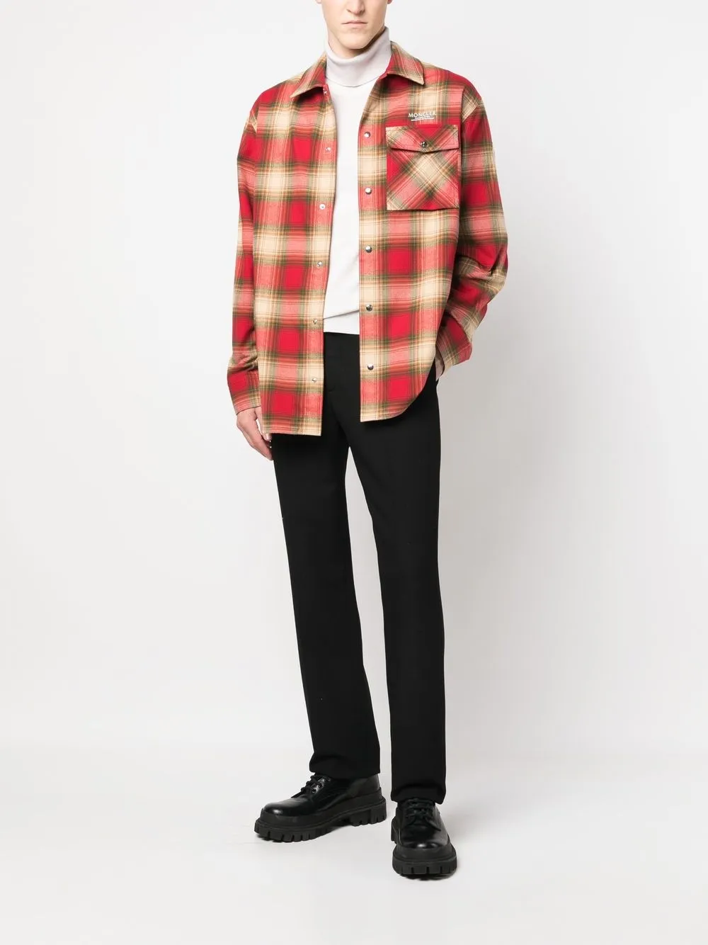 Moncler Geruit overhemd - Rood