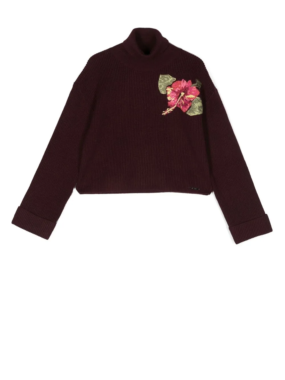 

TWINSET Kids floral-embroidered roll-neck jumper - Purple