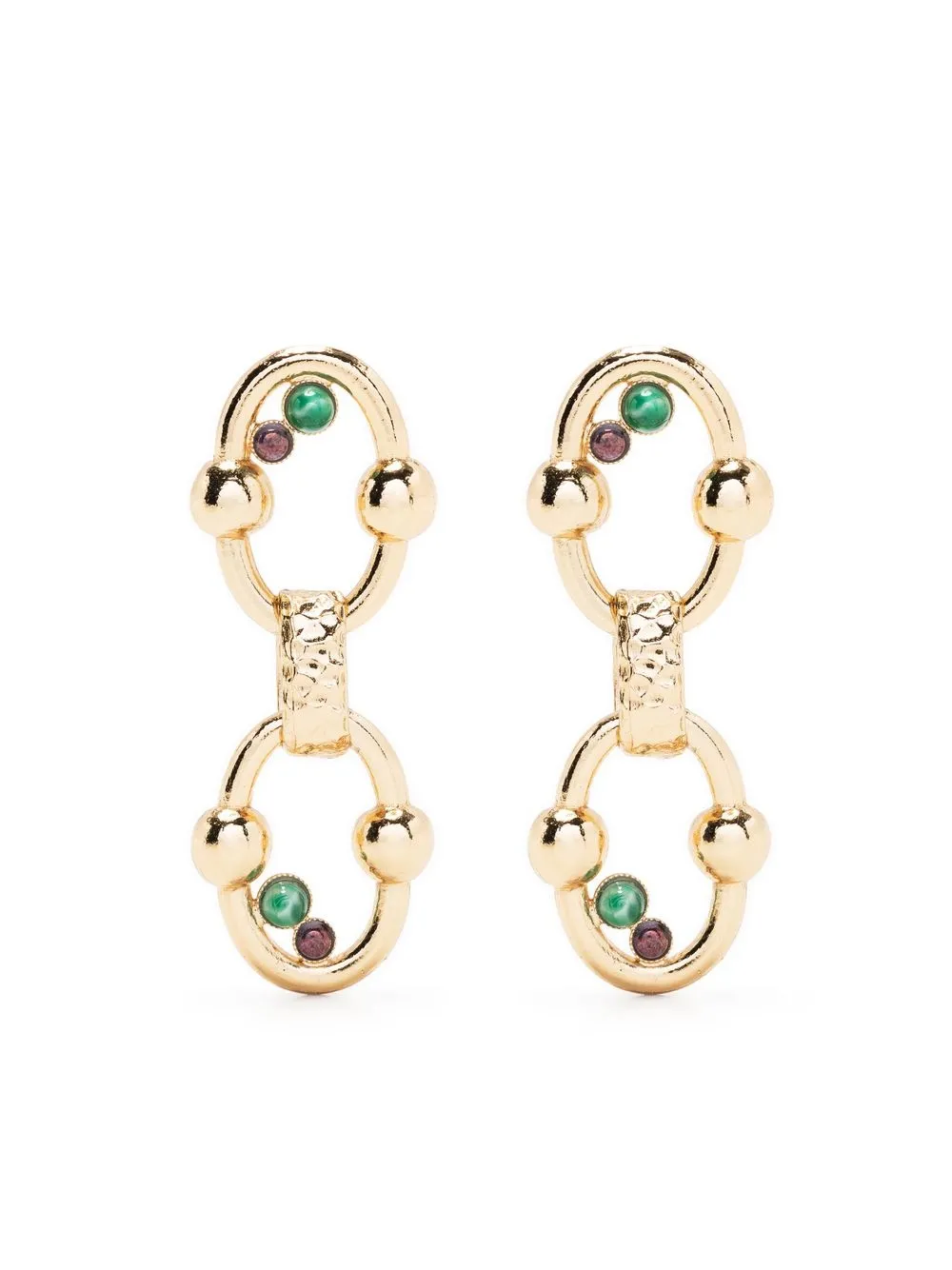 

Gas Bijoux Rivage link-detail gemstone earrings - Gold