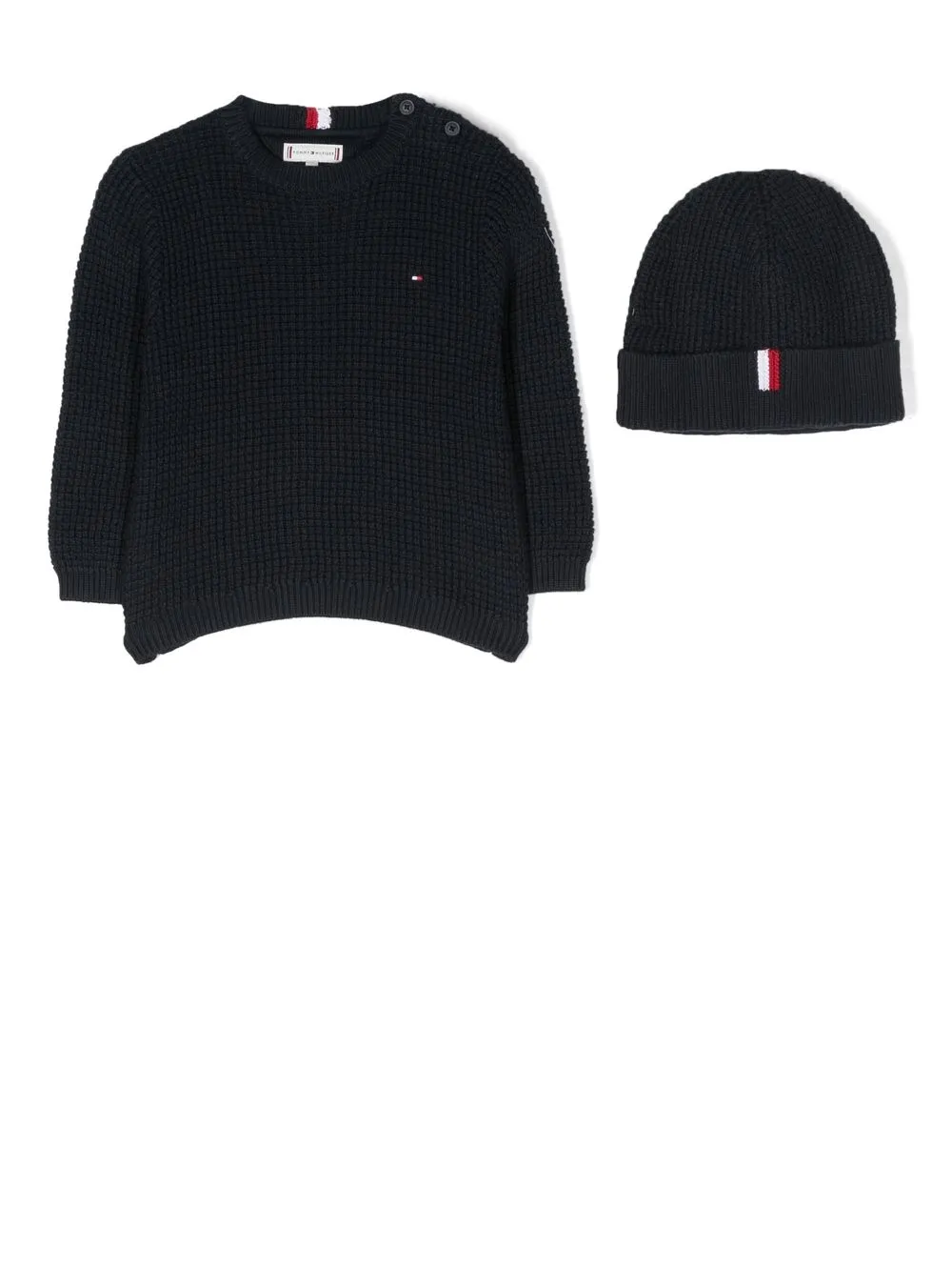 

Tommy Hilfiger Junior waffle-knit sweater and beanie set - Blue