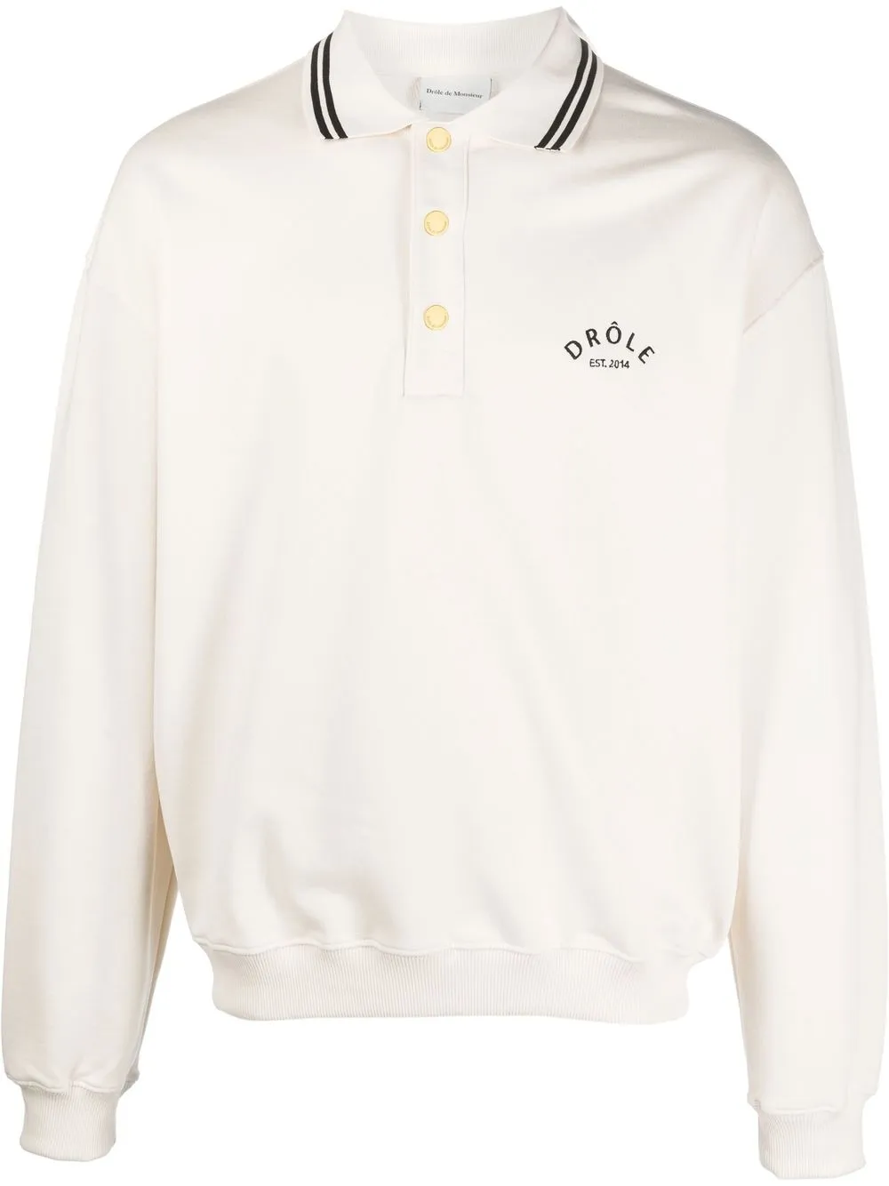 

Drôle De Monsieur logo embroidered cotton polo shirt - Neutrals