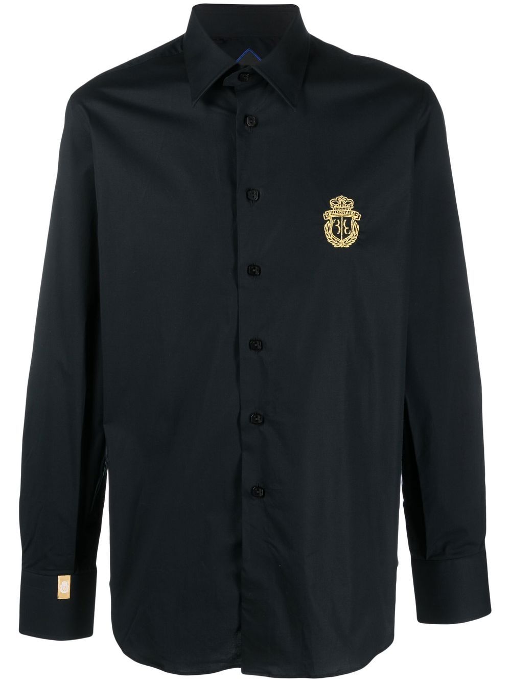 Shop Billionaire Logo-embroidered Long-sleeved Shirt In Black