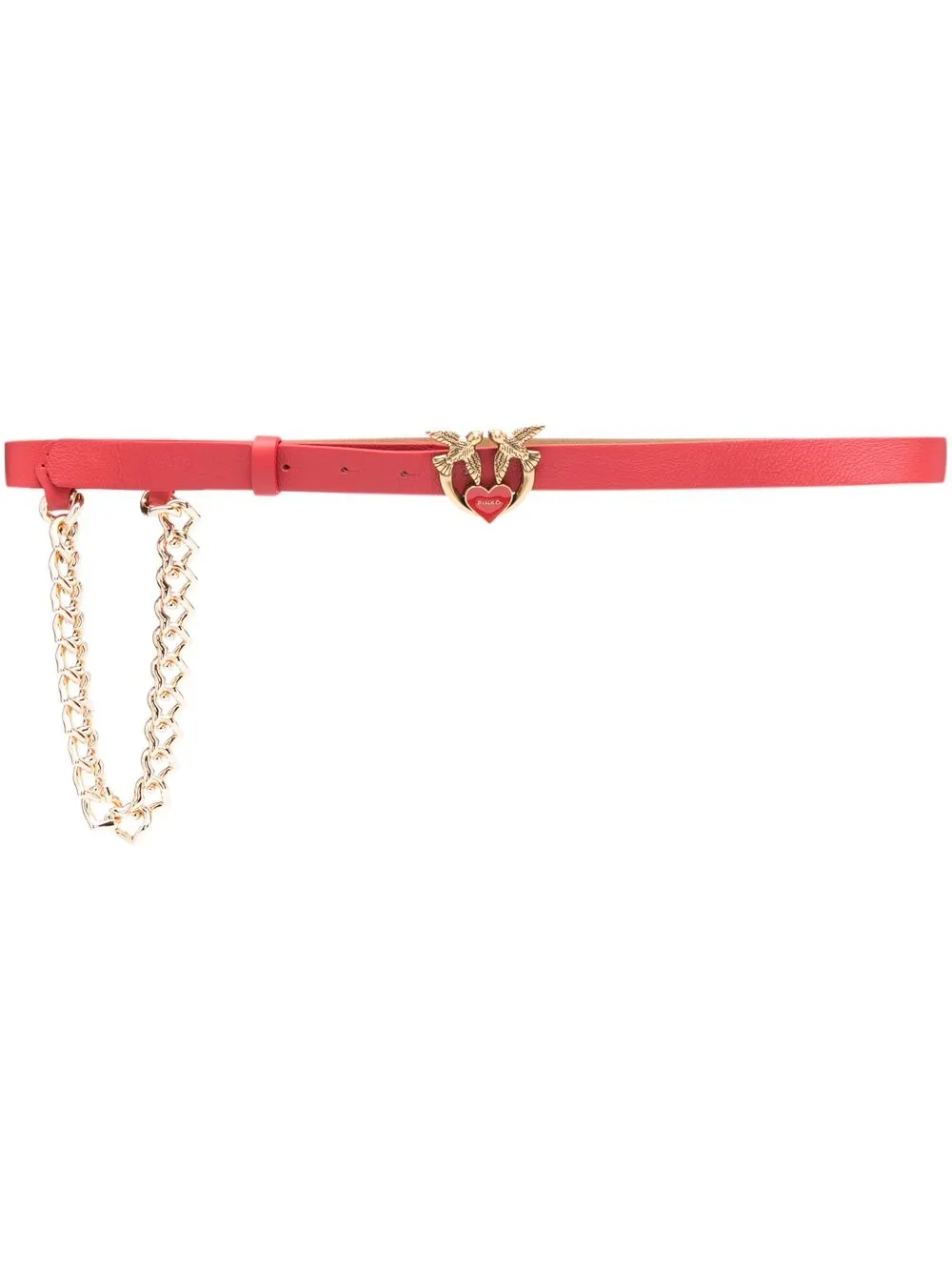 

PINKO Love Birds chain-embellished belt - Red