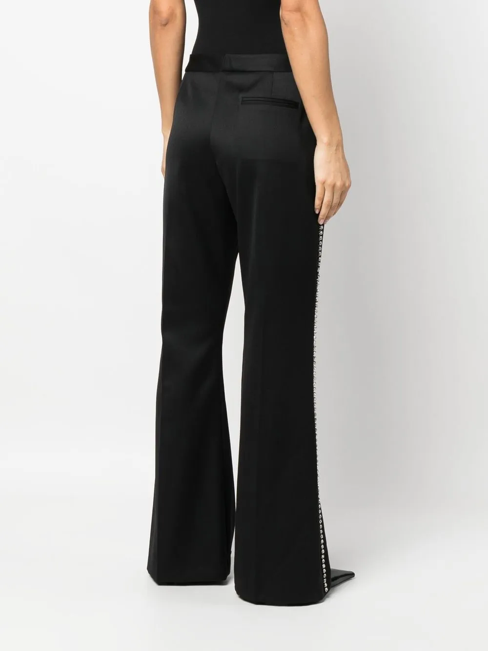 Dodo Bar Or Sophia Pointelle-knit Flared Pants In Black