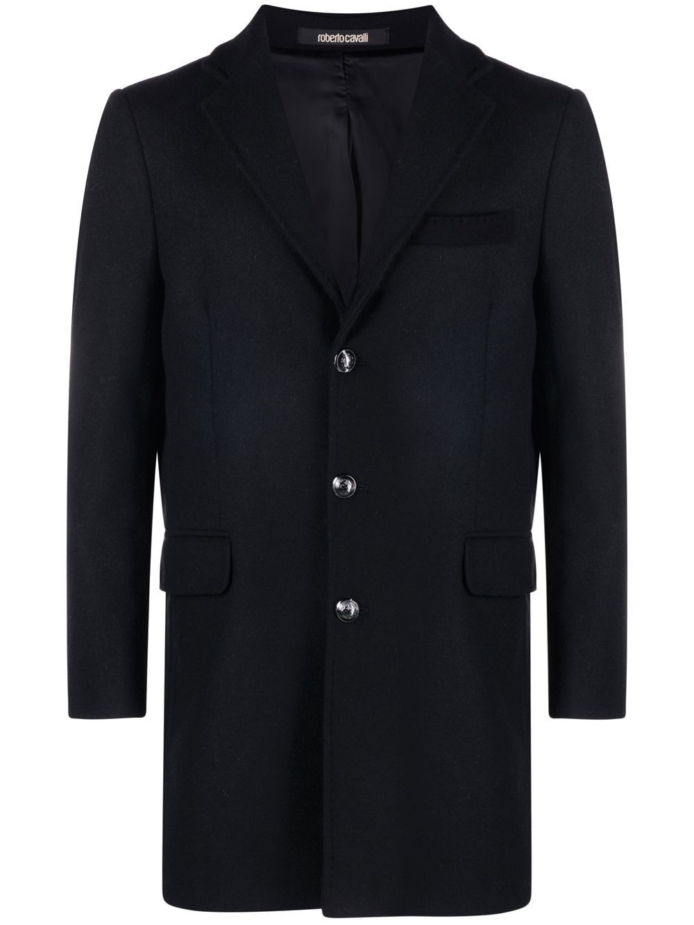 Roberto Cavalli single-breasted wool-cashmere coat - Blue