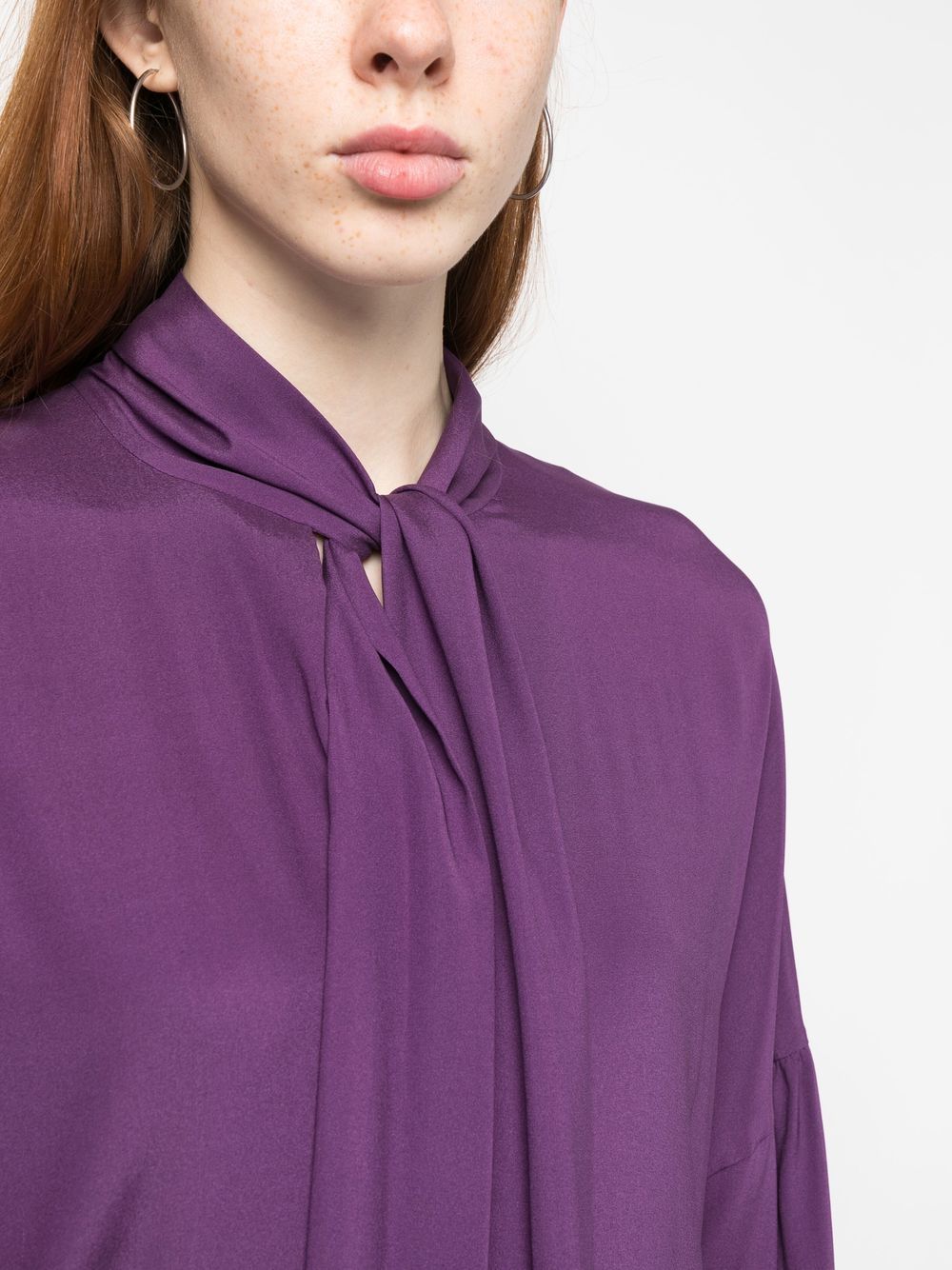 Shop Paula Scarf-detail Midi Dress In Purple