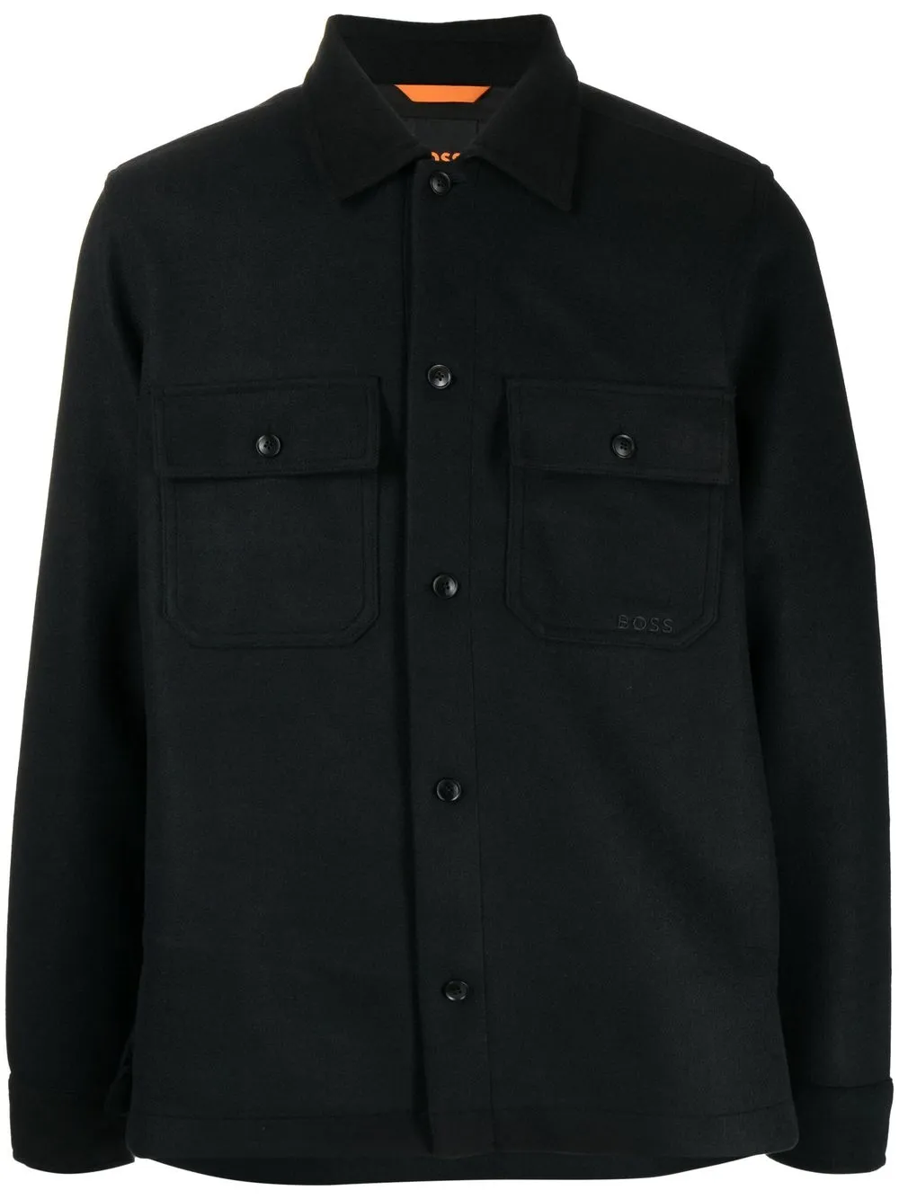 

BOSS logo-embroidered shirt jacket - Black