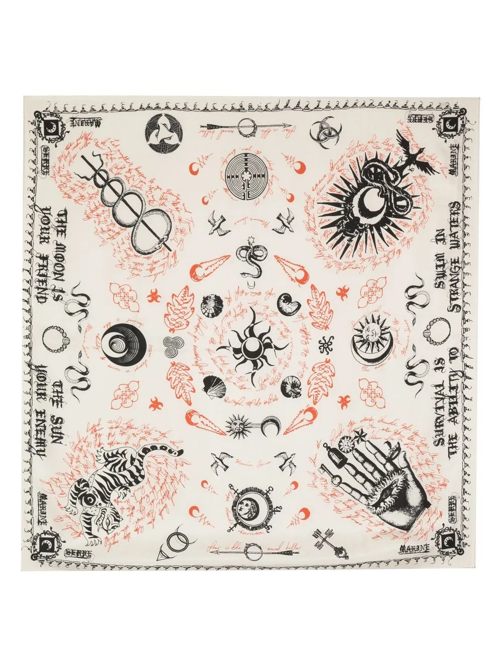 

Marine Serre tattoo-print silk scarf - Neutrals