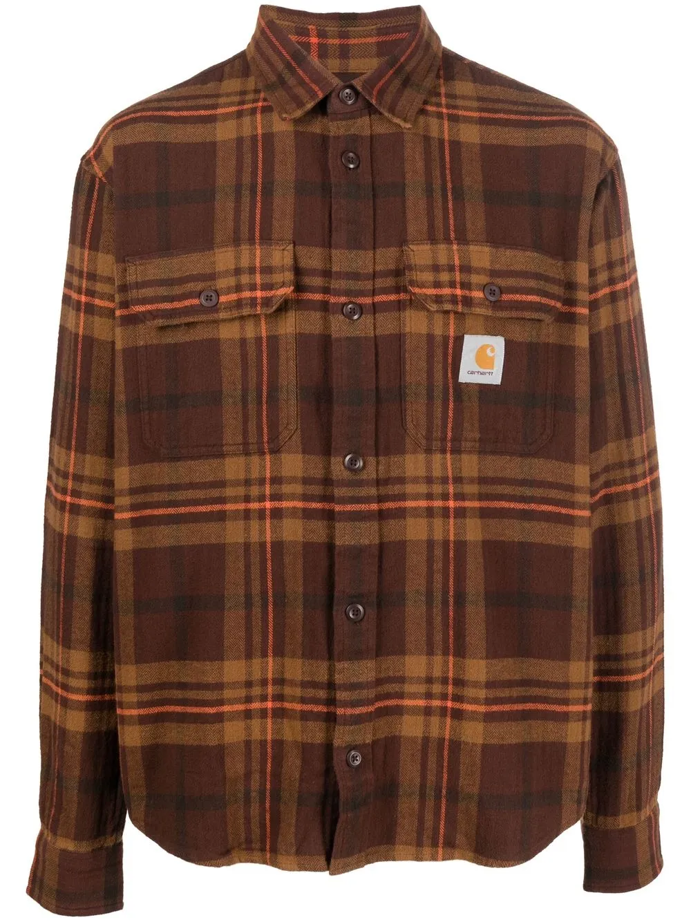 

Carhartt WIP logo-patch tartan shirt - Brown