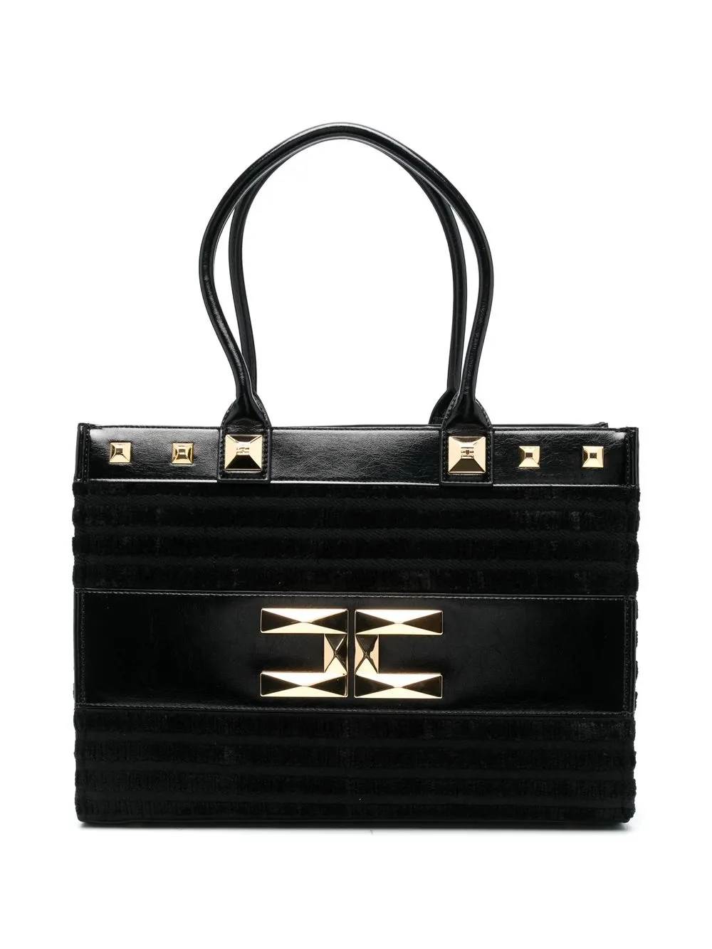 

Elisabetta Franchi logo plaque tote bag - Black