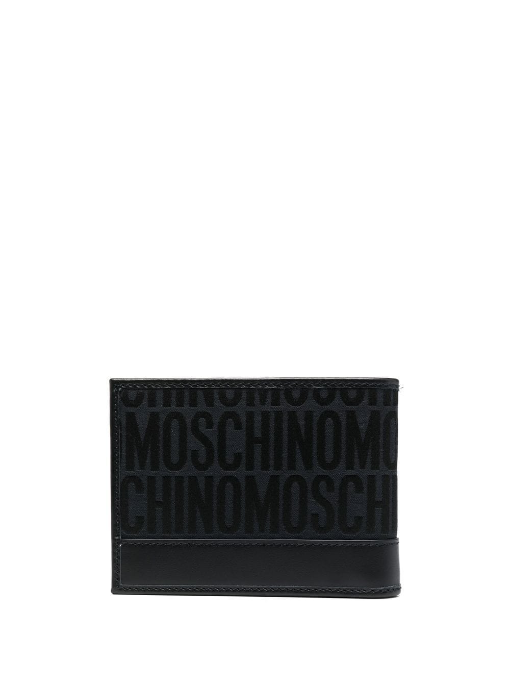 Shop Moschino Monogram Logo Stamp Bi-fold Wallet In Black