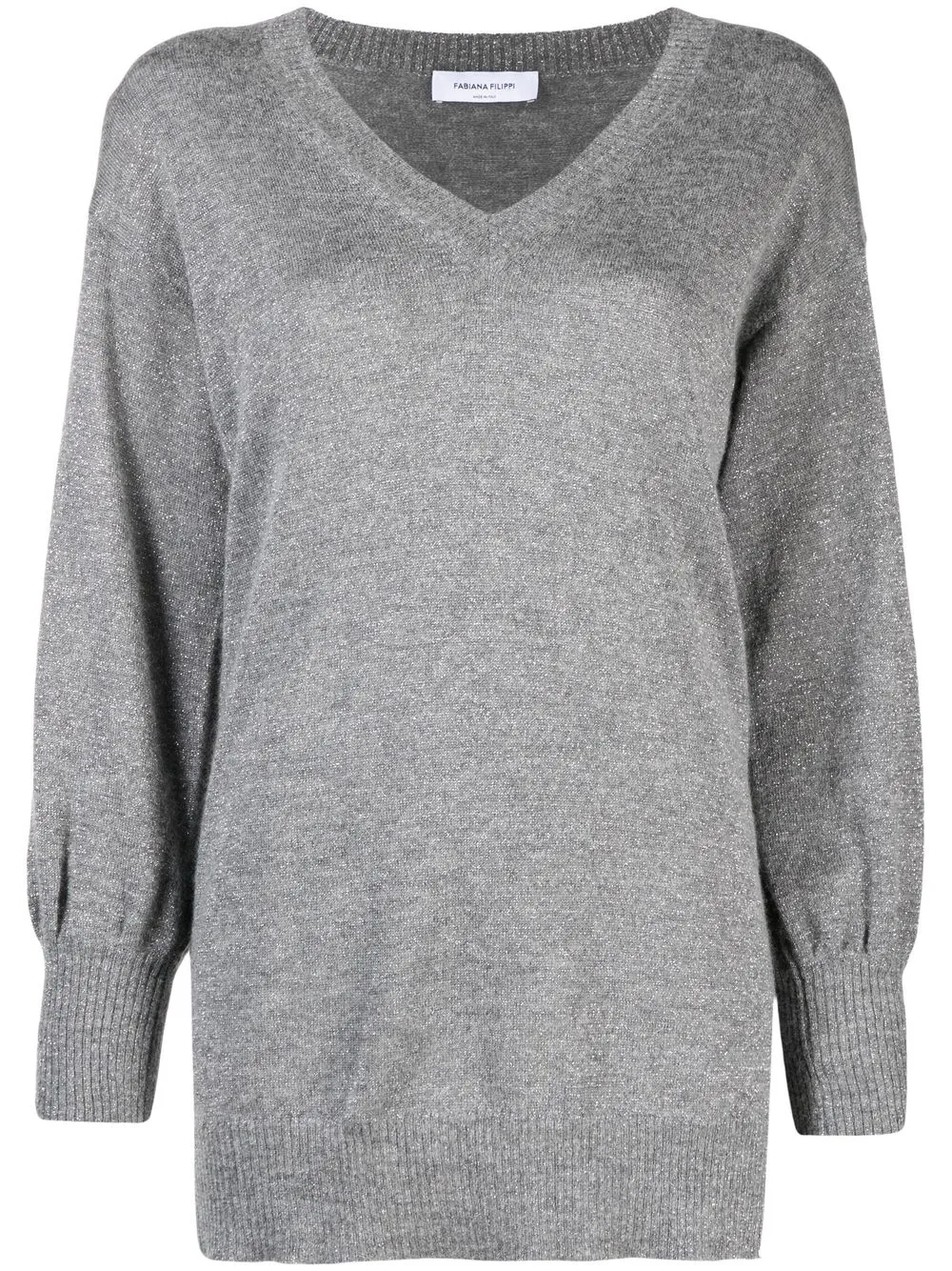 

Fabiana Filippi glitter-detail V-neck jumper - Grey